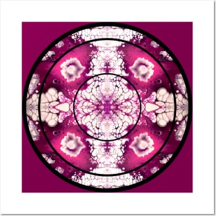 Pink/Maroon Paint Pour Pattern Posters and Art